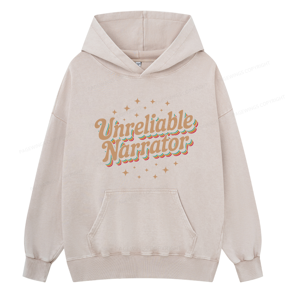 Pagewings Unreliable Narrator Unisex Washed Hoodie