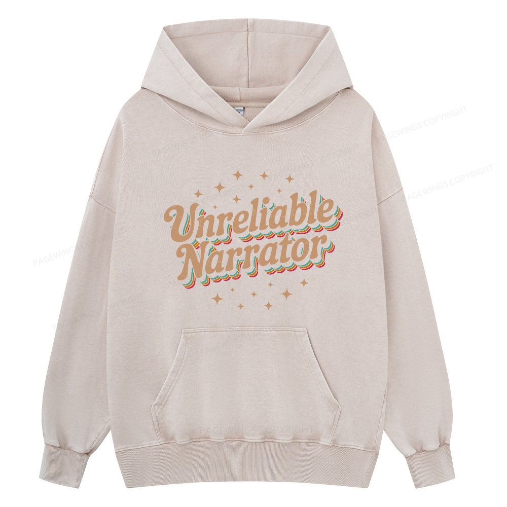 Pagewings Unreliable Narrator Unisex Washed Hoodie