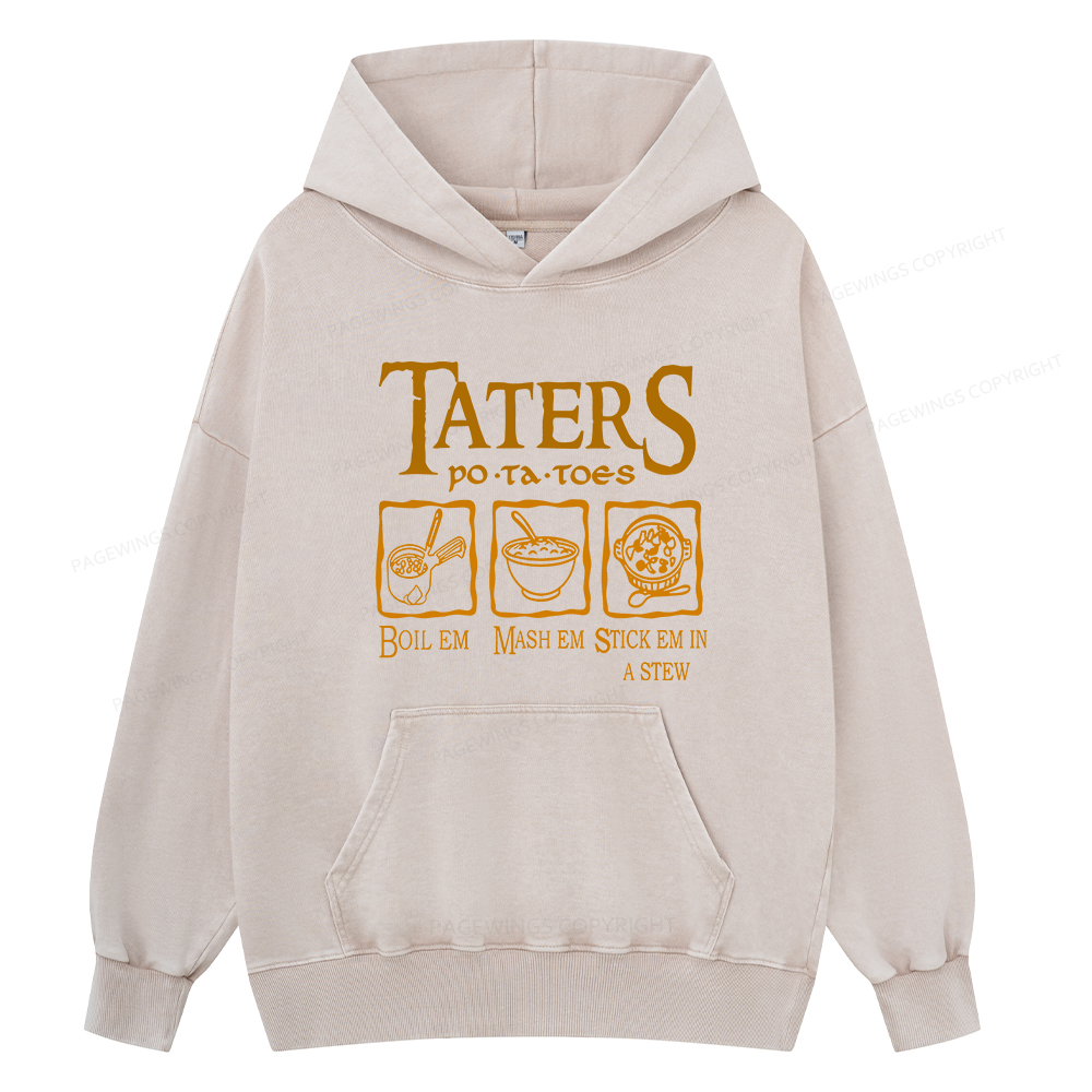 Pagewings Taters PoTaToes Unisex Washed Hoodie