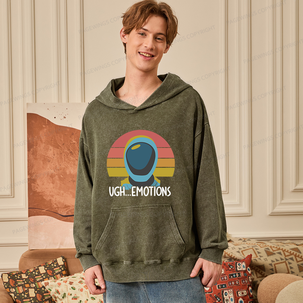Pagewings Ugh...Emotions Unisex Washed Hoodie