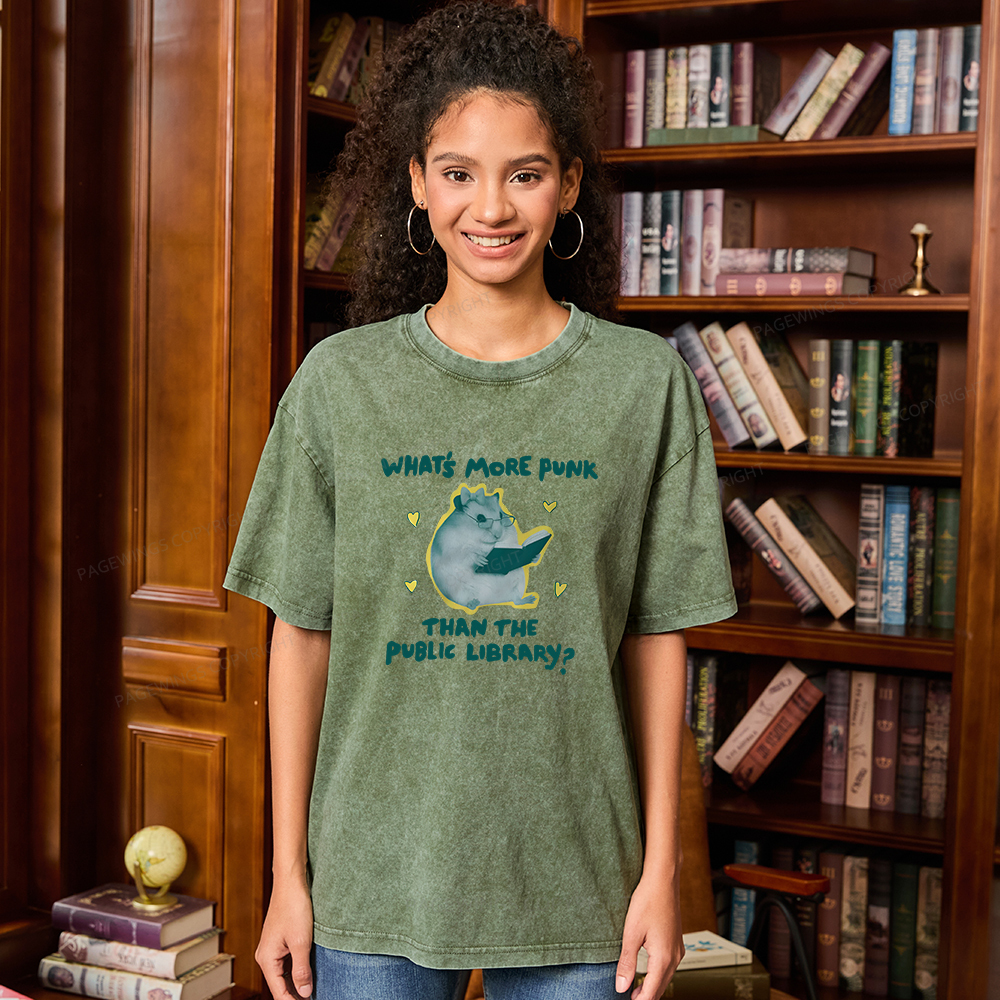 Pagewings What’s More Punk Than The Public Library Unisex Washed T-shirt