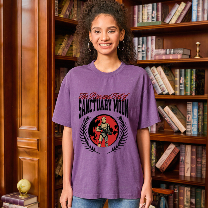 Pagewings The Rise and Fall of Sanctuary Moon Unisex Washed T-shirt