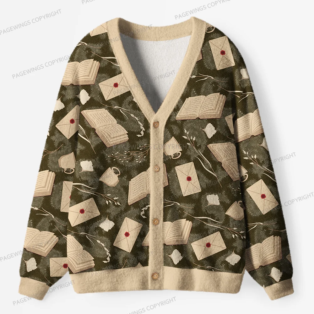 Pagewings Book Lover Unisex Ugly Cardigan Sweaters
