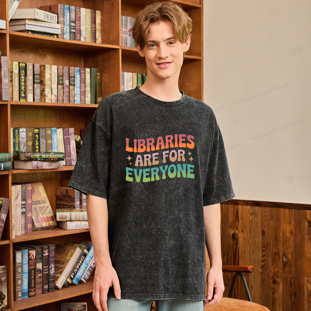 Pagewings Libraries Are For Everyone Unisex Washed T-shirt