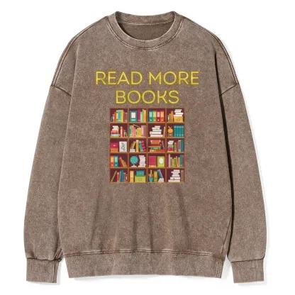 Pagewings Read More Books Bookshelves Unisex Washed Sweatshirt
