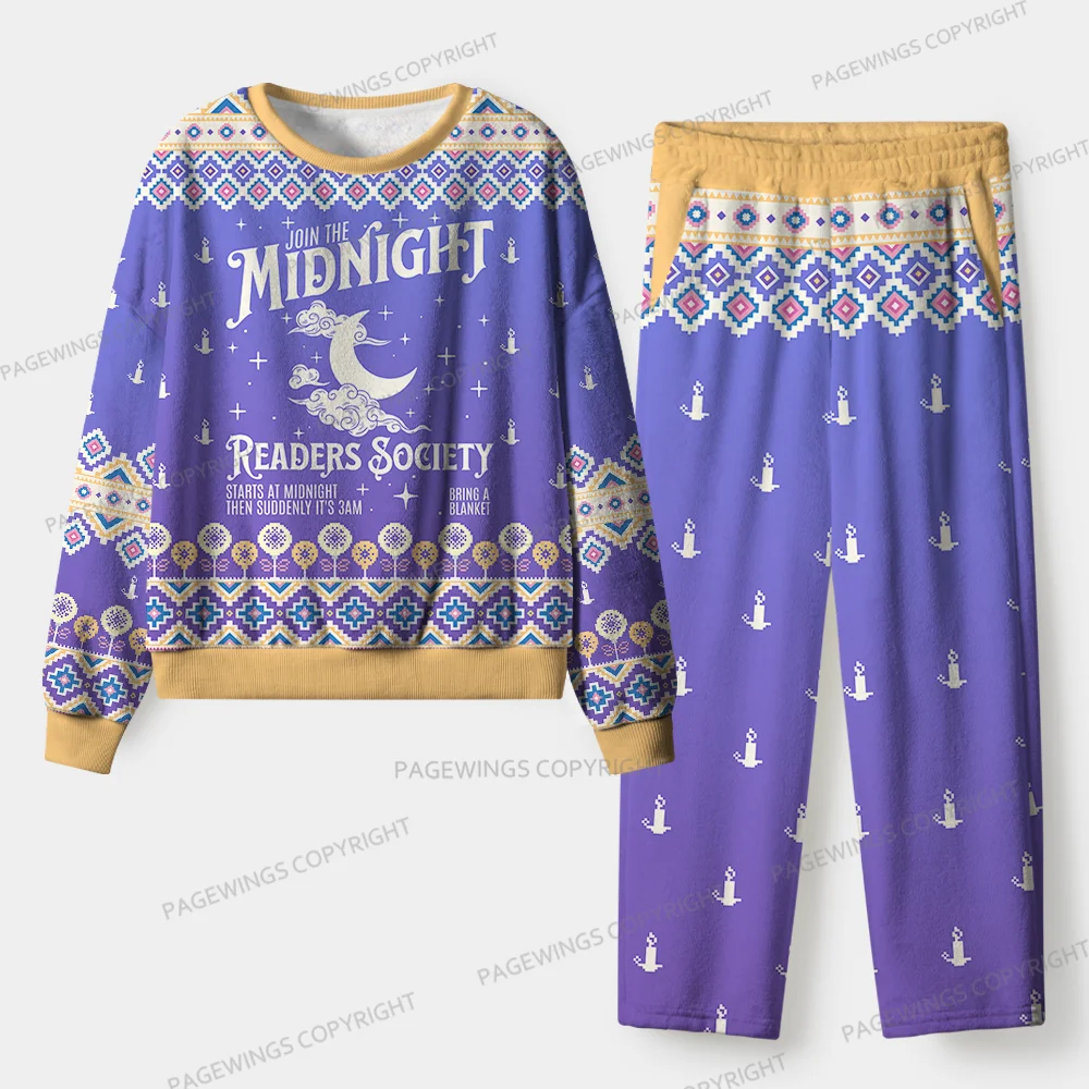 Pagewings Join The Midnight Readers Society Unisex Flannel Pajama Set