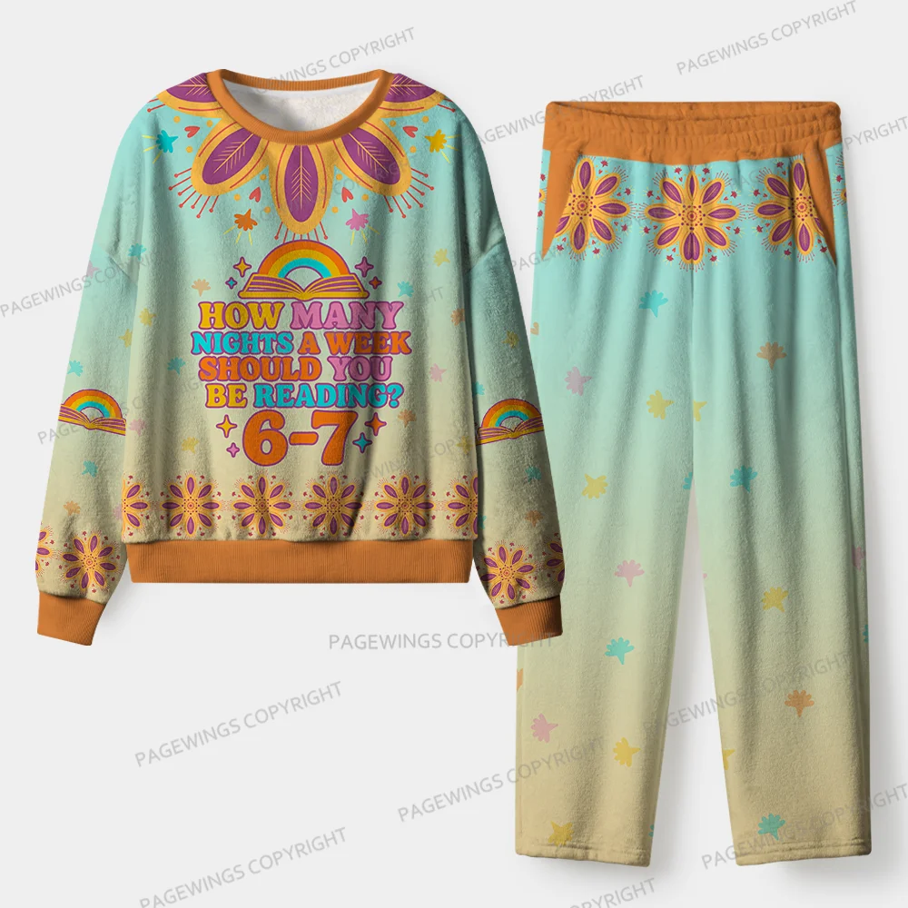 Pagewings How Many Nights A Week Should You Be Reading Unisex Flannel Pajama Set