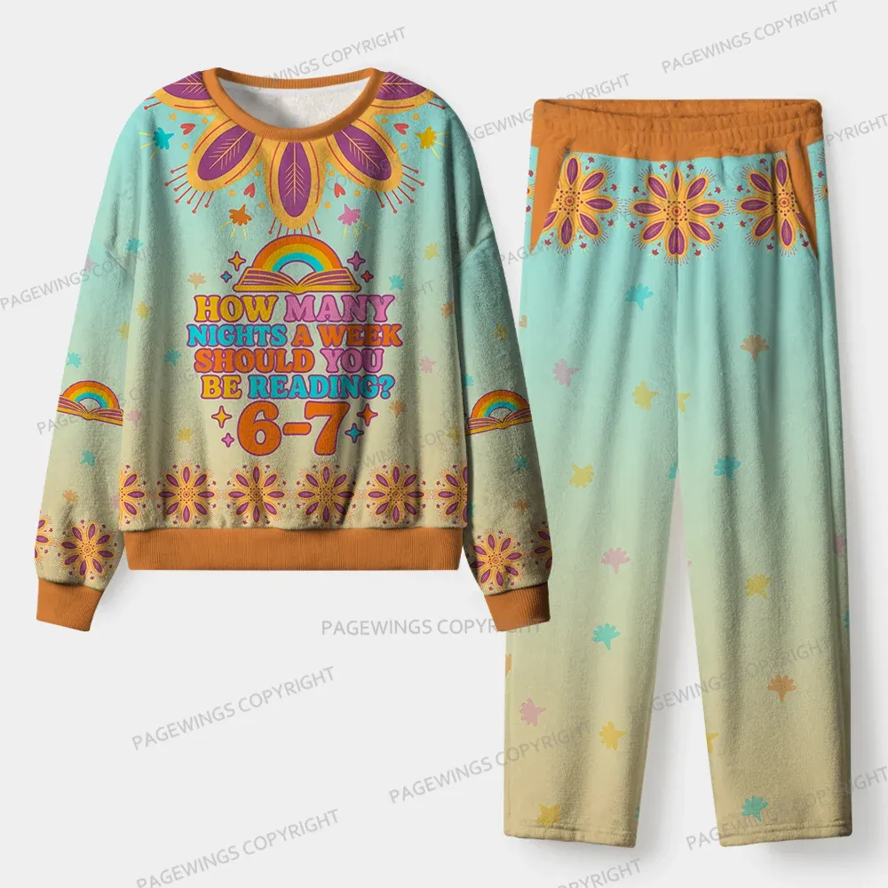 Pagewings How Many Nights A Week Should You Be Reading Unisex Flannel Pajama Set