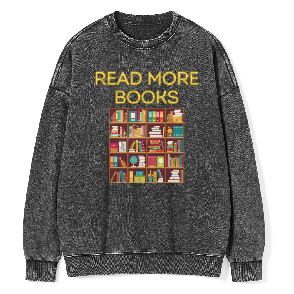 Pagewings Read More Books Bookshelves Unisex Washed Sweatshirt
