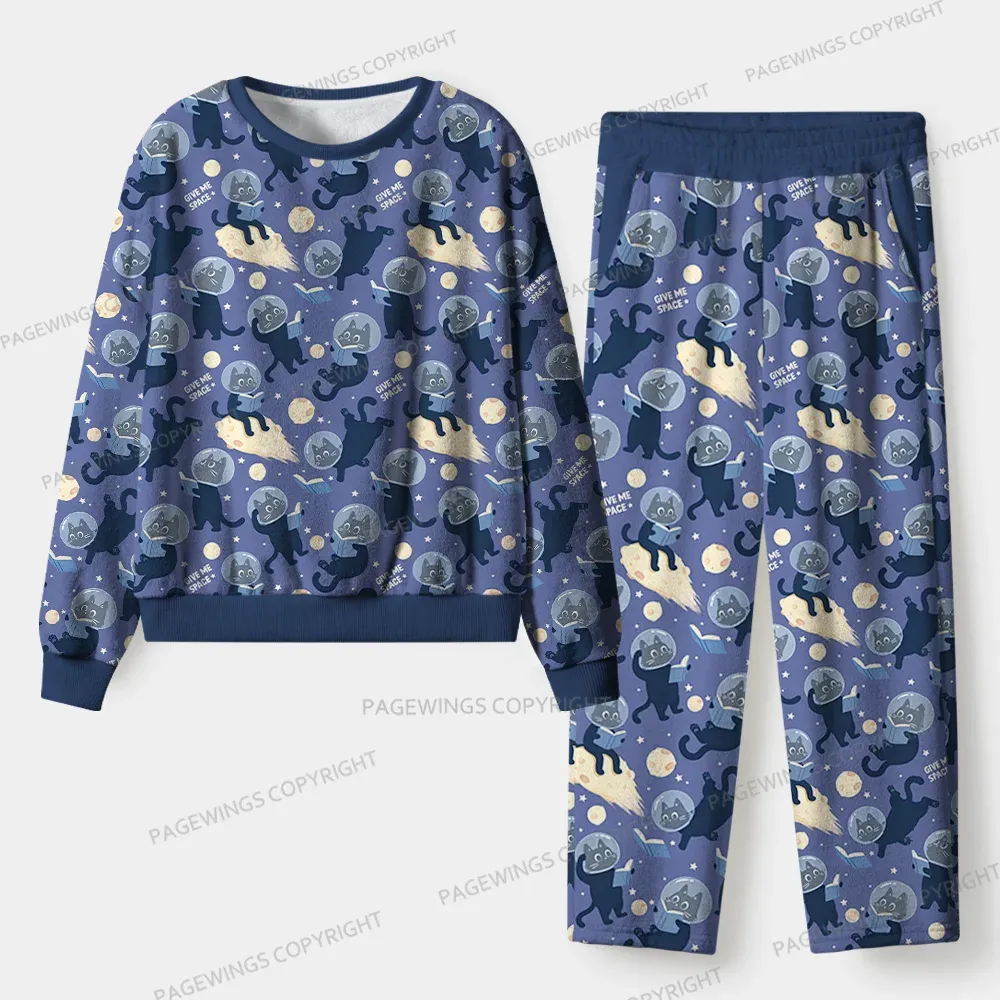 Pagewings Give Me Space Unisex Flannel Pajama Set