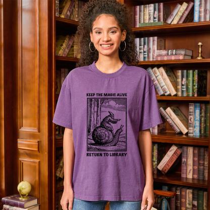Pagewings Keep the Magic Alive  Return to Library Unisex Washed T-shirt