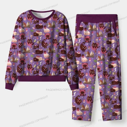 Pagewings Just A Cat Who Love Reading Unisex Flannel Pajama Set