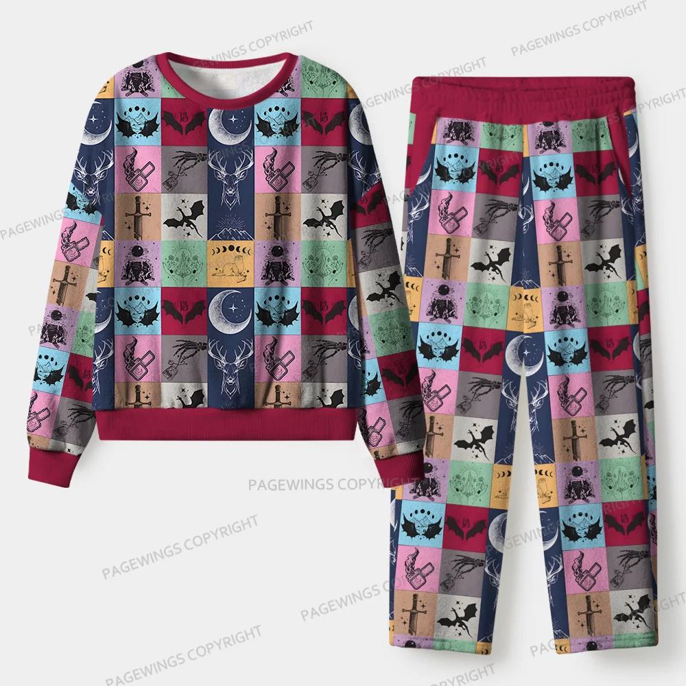 Pagewings Fantasy Reading  Unisex Flannel Pajama Set