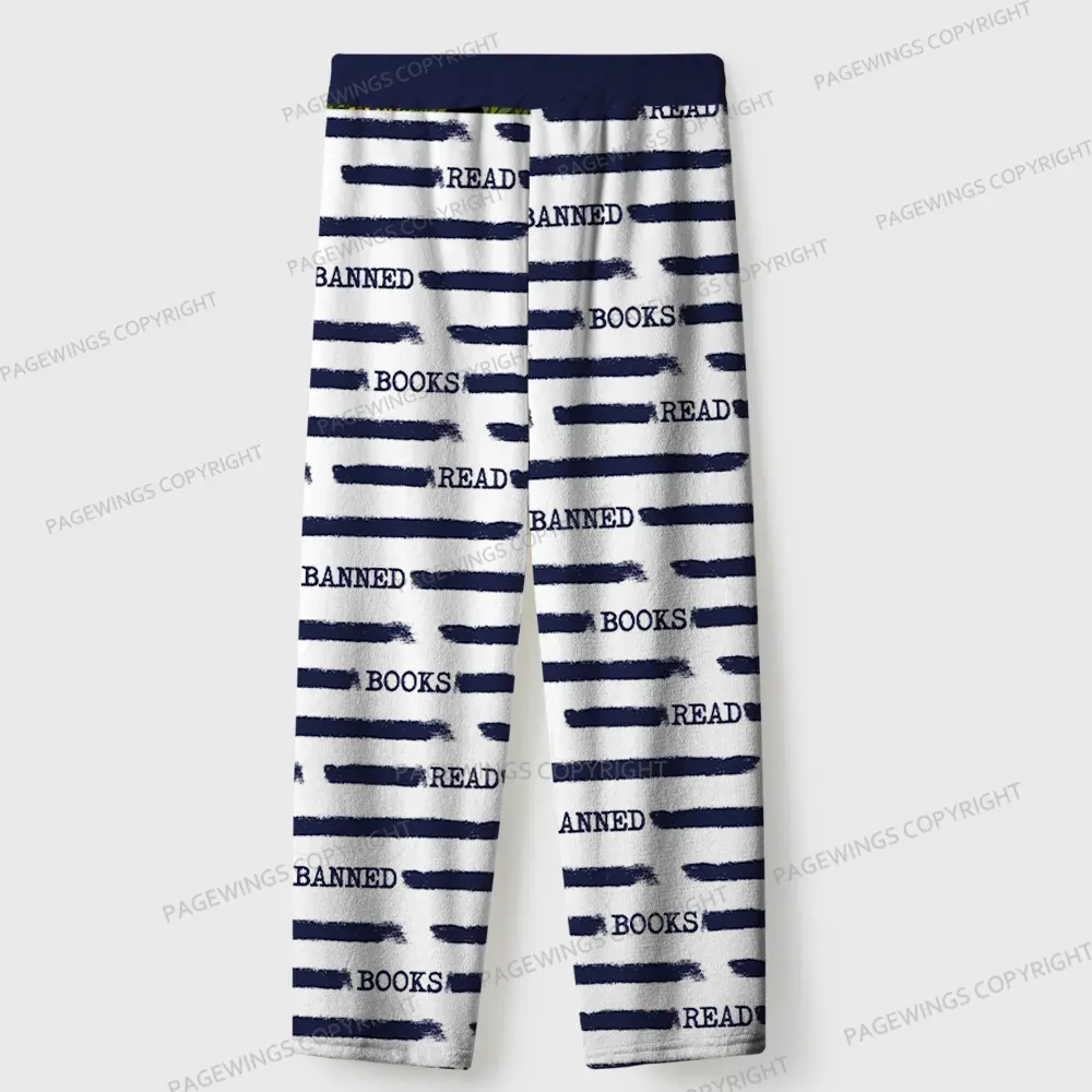 Pagewings Read Banned Books Unisex Flannel Pajama Set