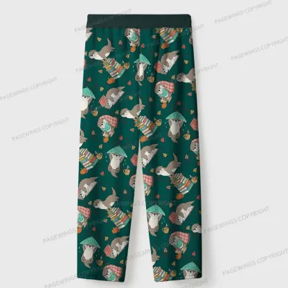 Pagewings Otter Loves Reading Unisex Flannel Pajama Set