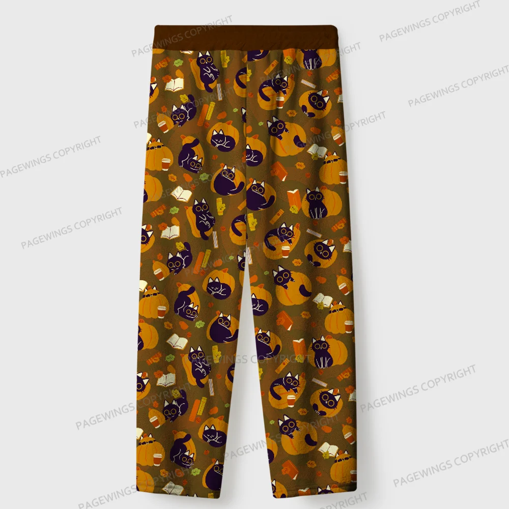 Pagewings Just A Cat Who Love Reading Unisex Flannel Pajama Set