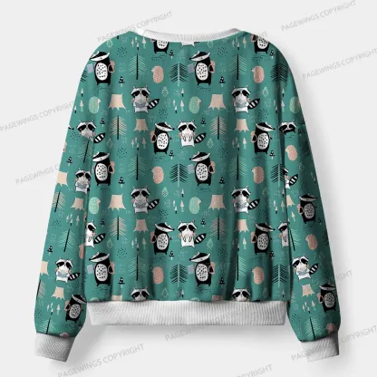 Pagewings Raccoon Loves Reading Unisex Flannel Pajama Set