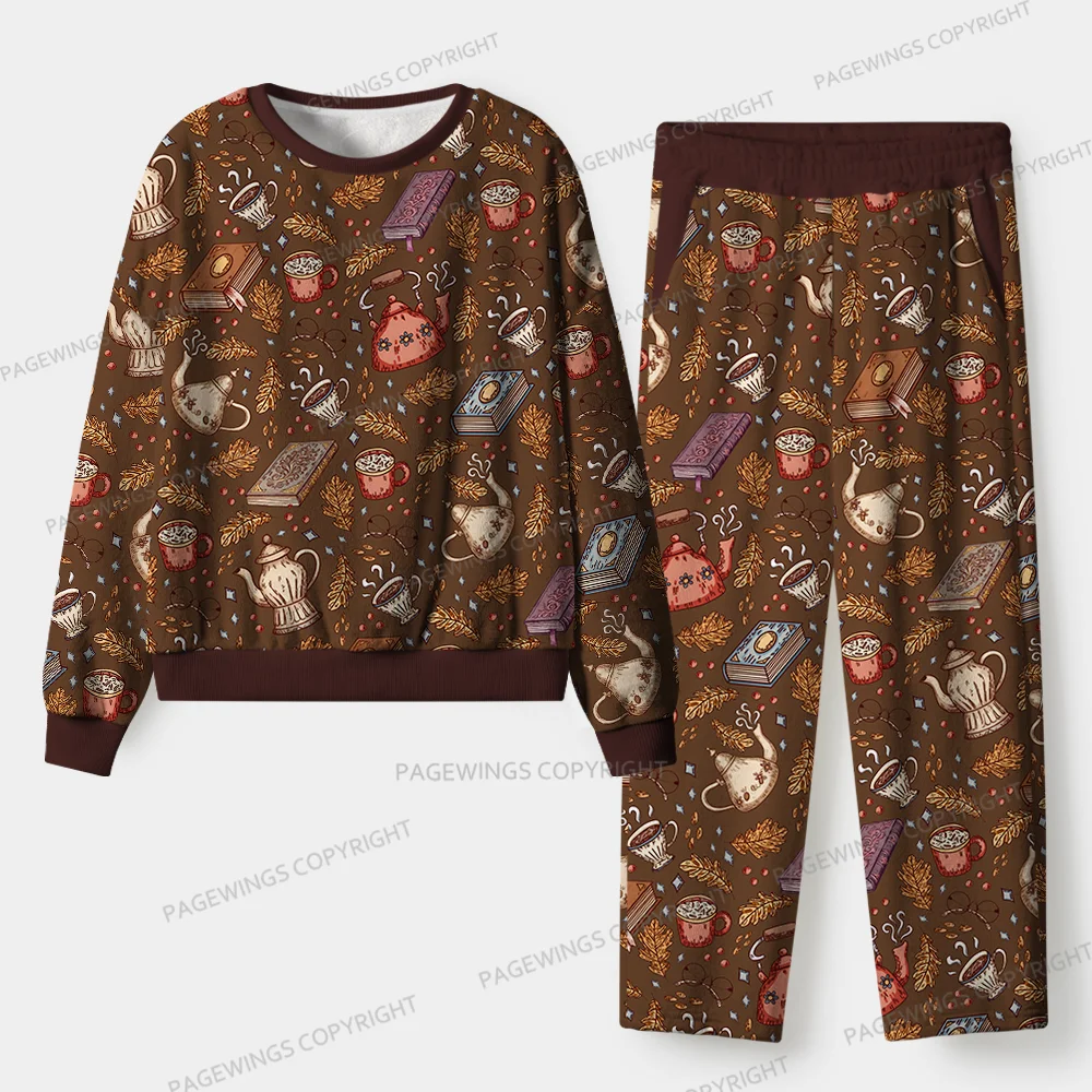 Pagewings Cozy Reading Unisex Flannel Pajama Set