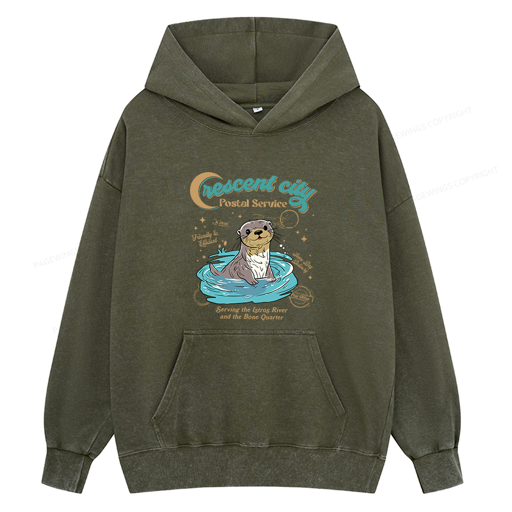 Pagewings Crescent City Postal Service Unisex Washed Hoodie