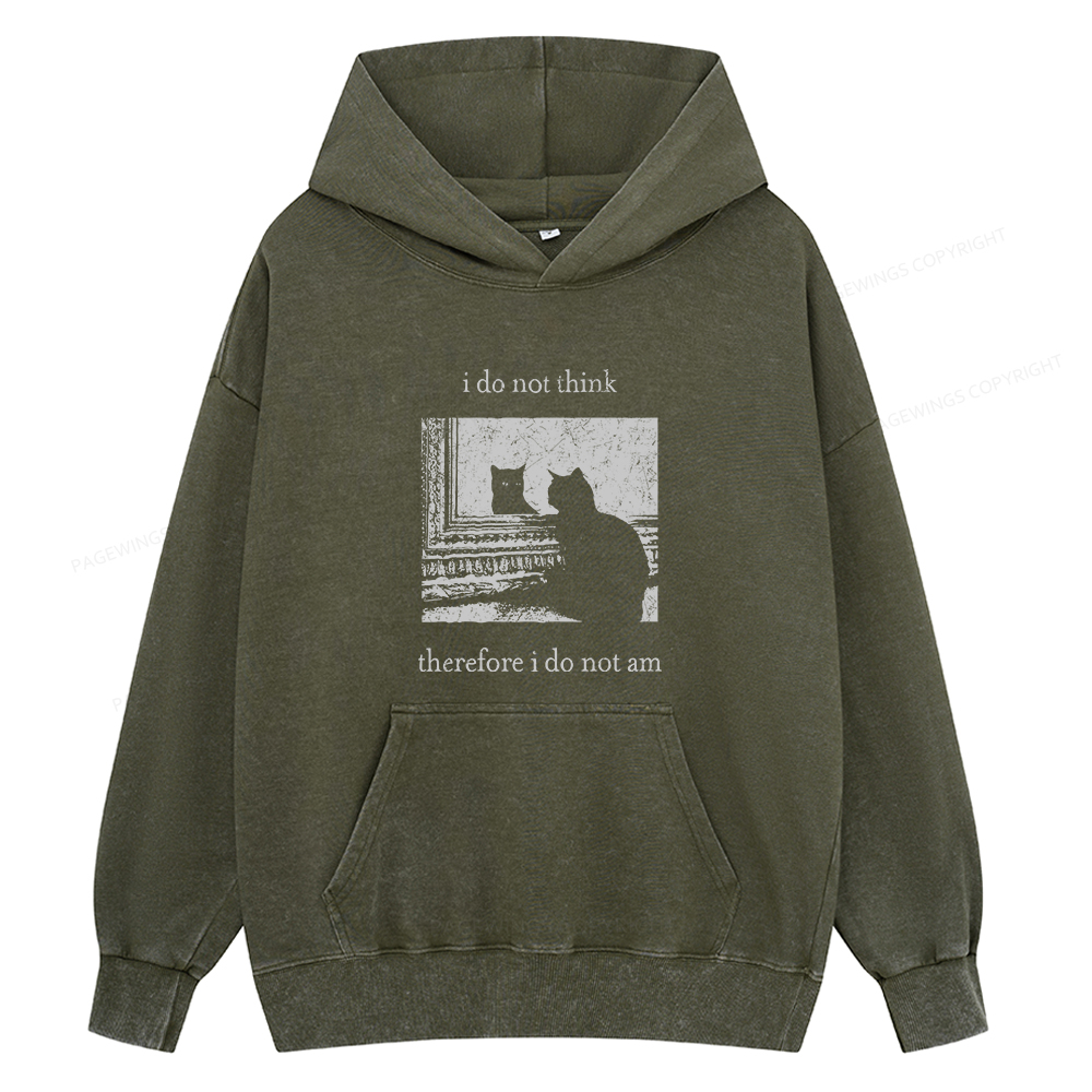 Pagewings I Do Not Think Therefore I Do Not Am Unisex Washed Hoodie