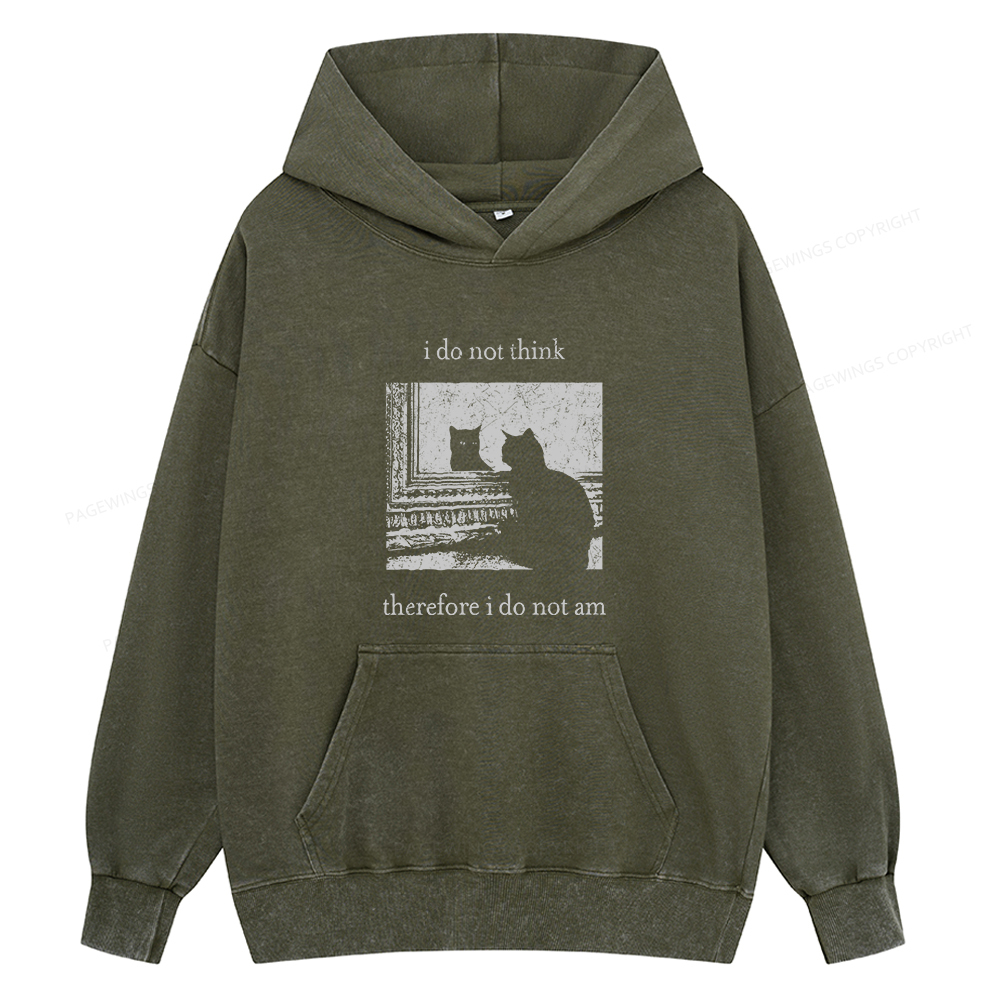 Pagewings I Do Not Think Therefore I Do Not Am Unisex Washed Hoodie