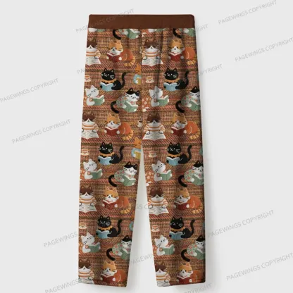 Pagewings Just A Cat Who Love Reading Unisex Flannel Pajama Set