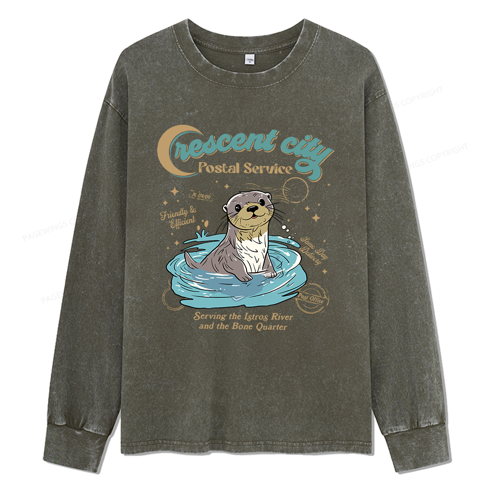 Pagewings Crescent City Postal Service Unisex Washed Long Sleeve T-shirt
