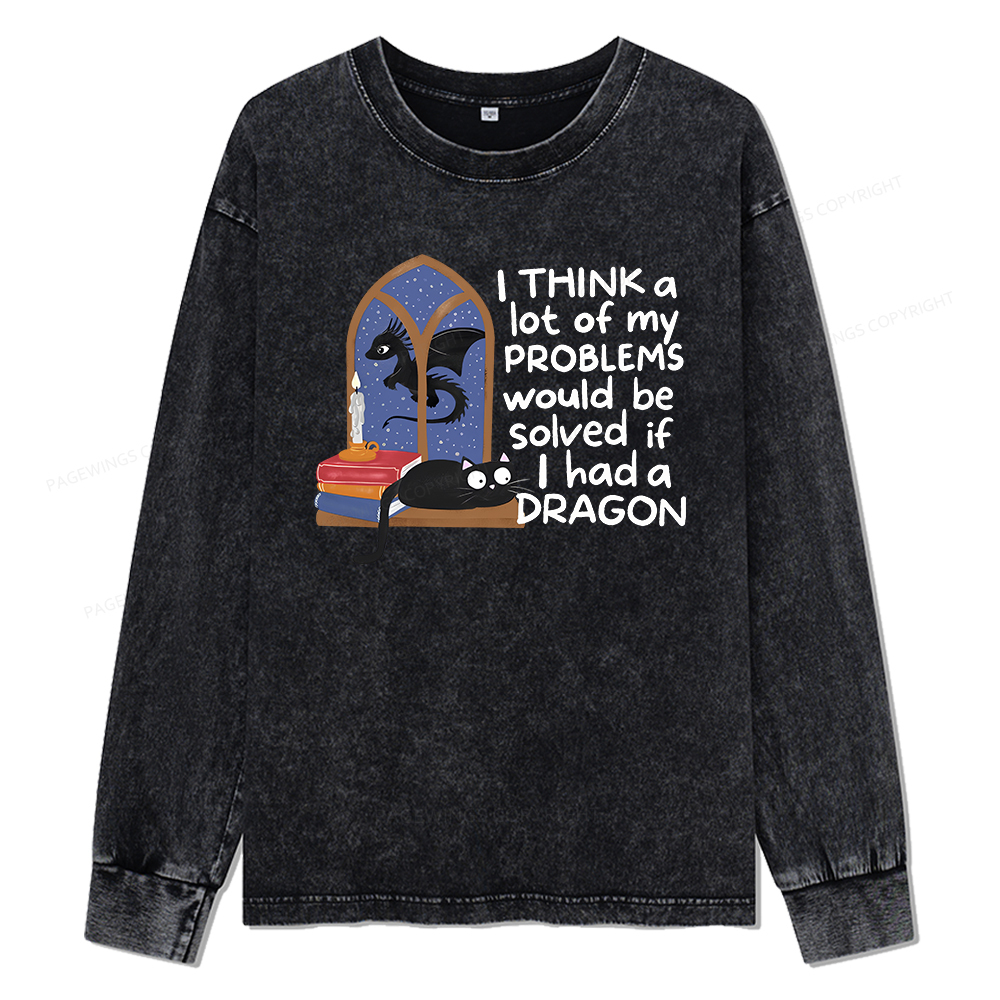 Pagewings If I Had A BookDragon Unisex Washed Long Sleeve T-shirt