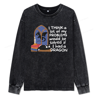 Pagewings If I Had A BookDragon Unisex Washed Long Sleeve T-shirt
