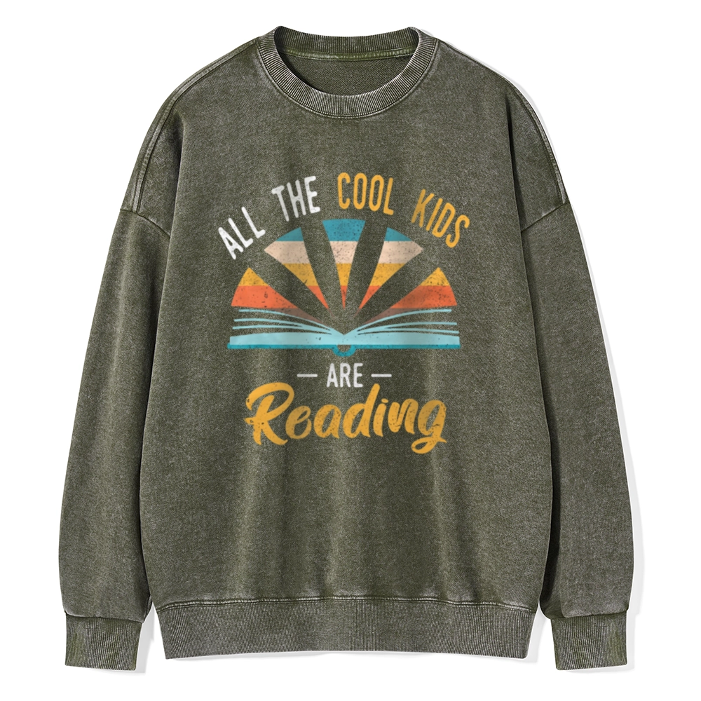 Pagewings All the Cool Kids are Reading Unisex Washed Sweatshirt