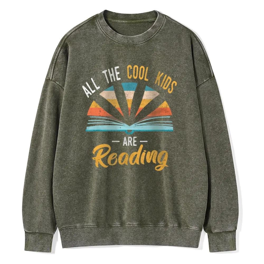 Pagewings All the Cool Kids are Reading Unisex Washed Sweatshirt