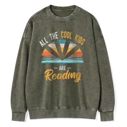 Pagewings All the Cool Kids are Reading Unisex Washed Sweatshirt