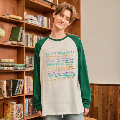 Pagewings Vintage Library Rainbow Long Sleeve Raglan T-shirt