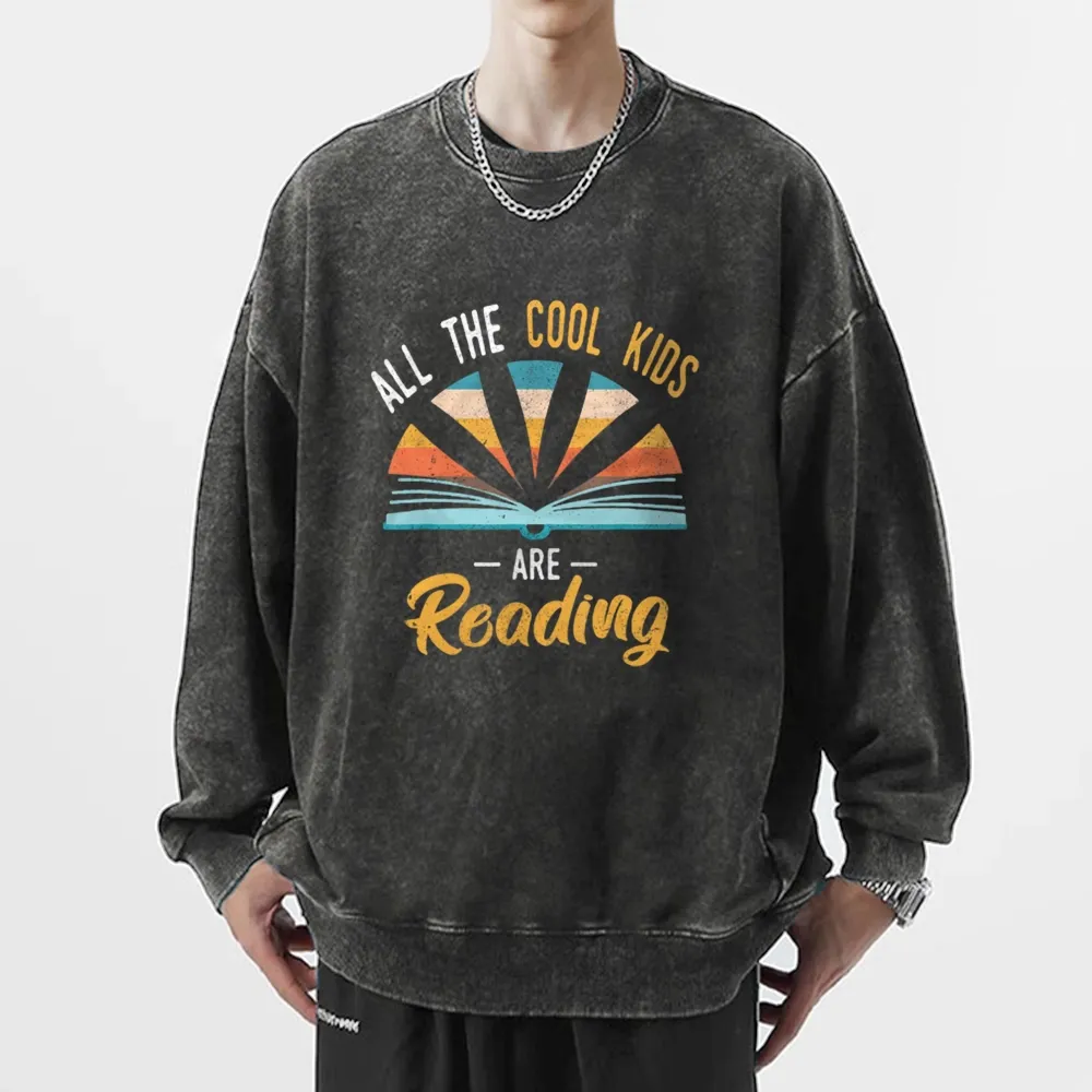 Pagewings All the Cool Kids are Reading Unisex Washed Sweatshirt