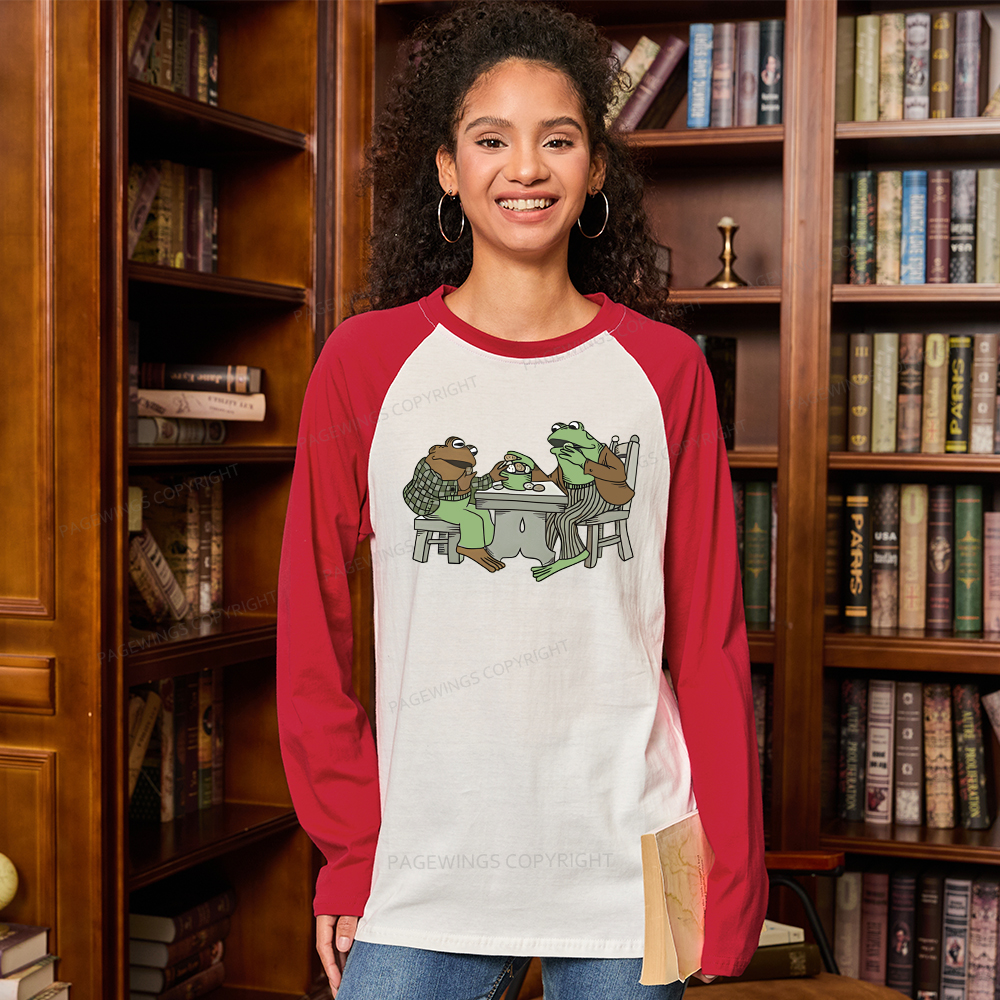 Pagewings Frog Eat Cookies Long Sleeve Raglan T-shirt