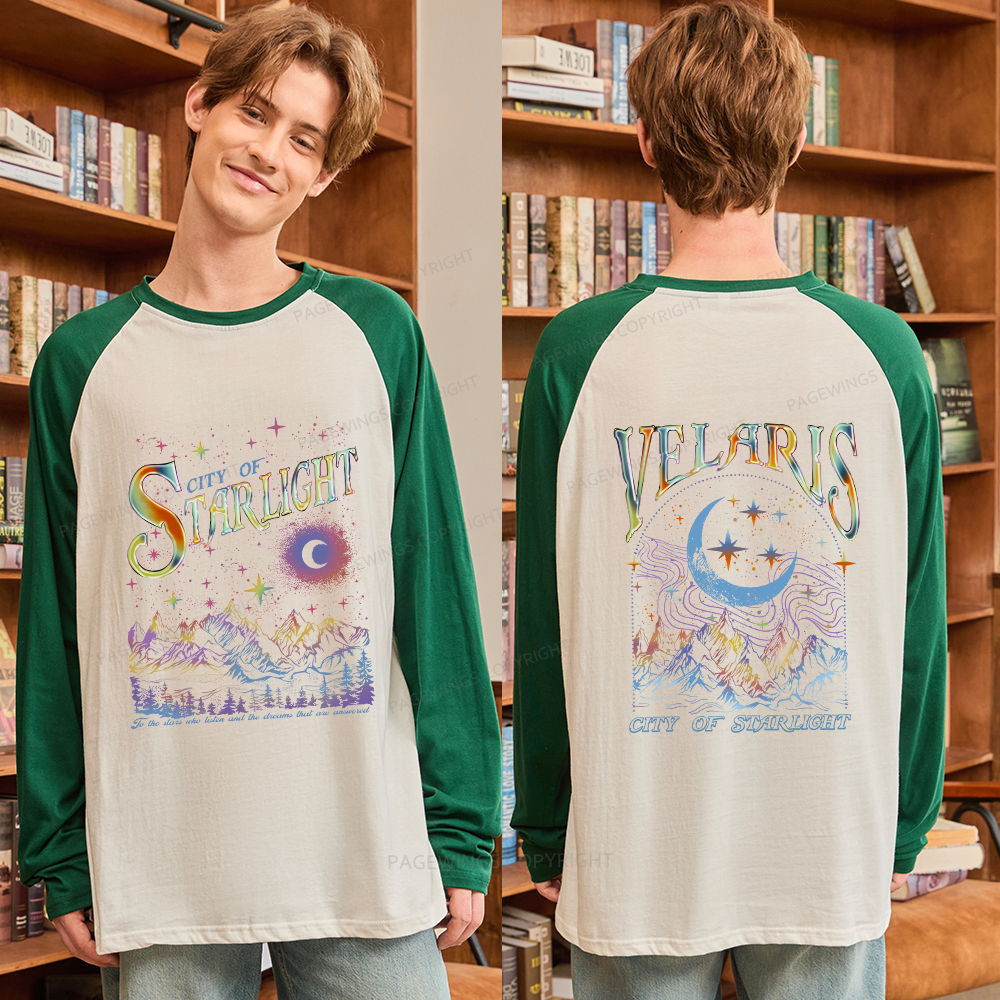 Pagewings Velaris City Of Starlight ACOTAR Two-Sided Long Sleeve Raglan T-shirt