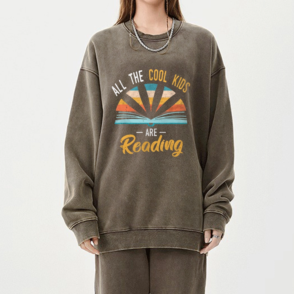 Pagewings All the Cool Kids are Reading Unisex Washed Sweatshirt