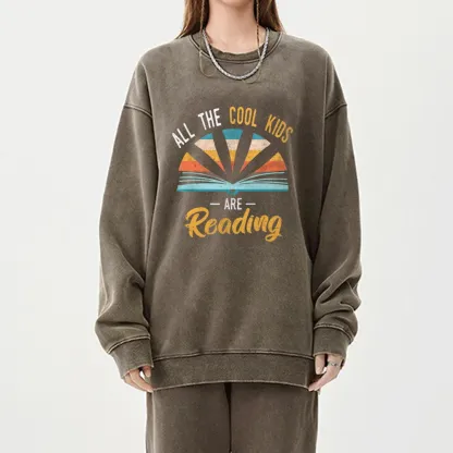 Pagewings All the Cool Kids are Reading Unisex Washed Sweatshirt