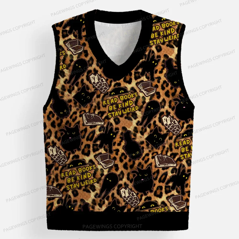 Pagewings Read Books Be Kind Stay Weird Unisex V-Neck Ugly Knit Vest