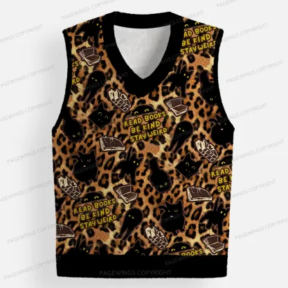 Pagewings Read Books Be Kind Stay Weird Unisex V-Neck Ugly Knit Vest
