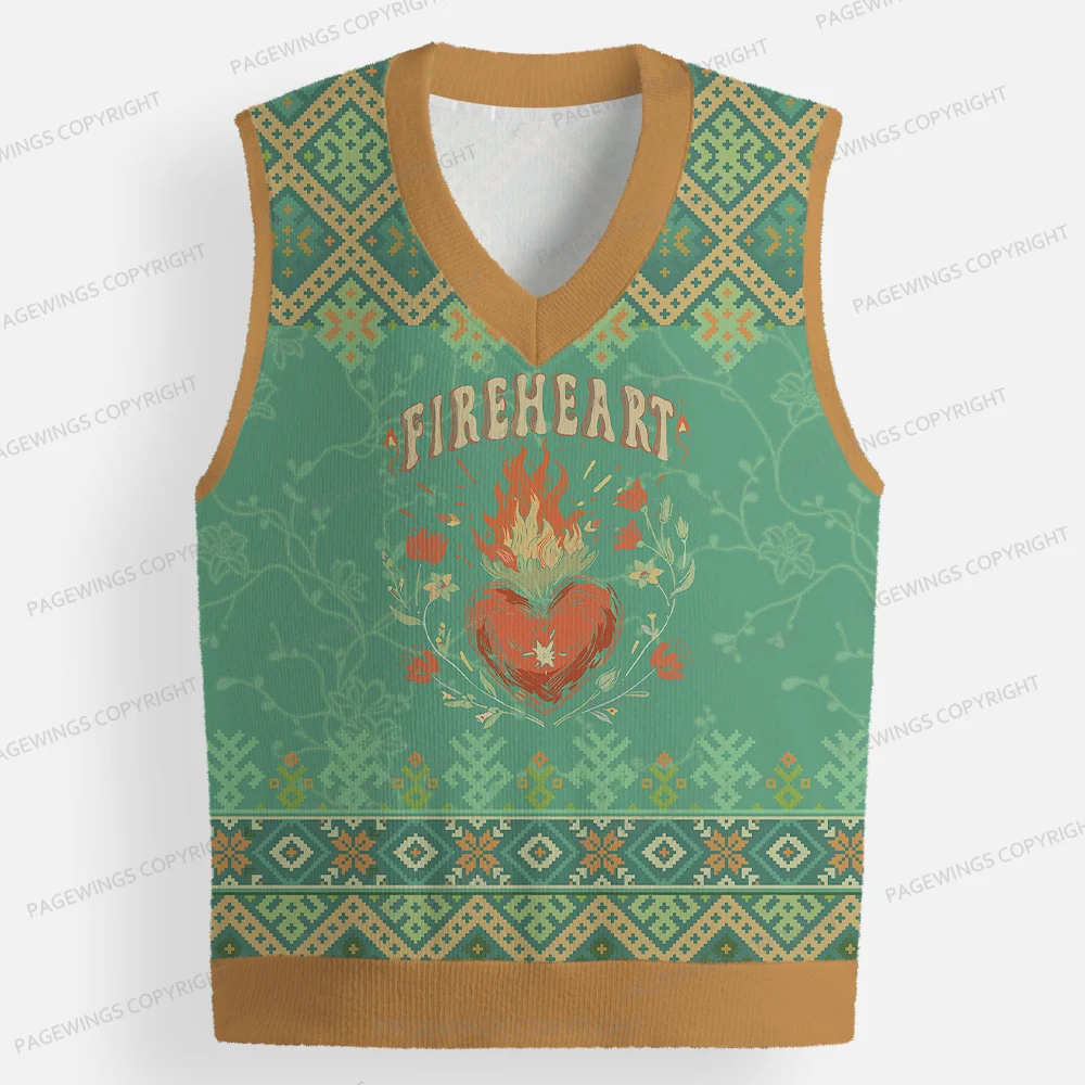 Pagewings Fireheart Unisex V-Neck Ugly Knit Vest