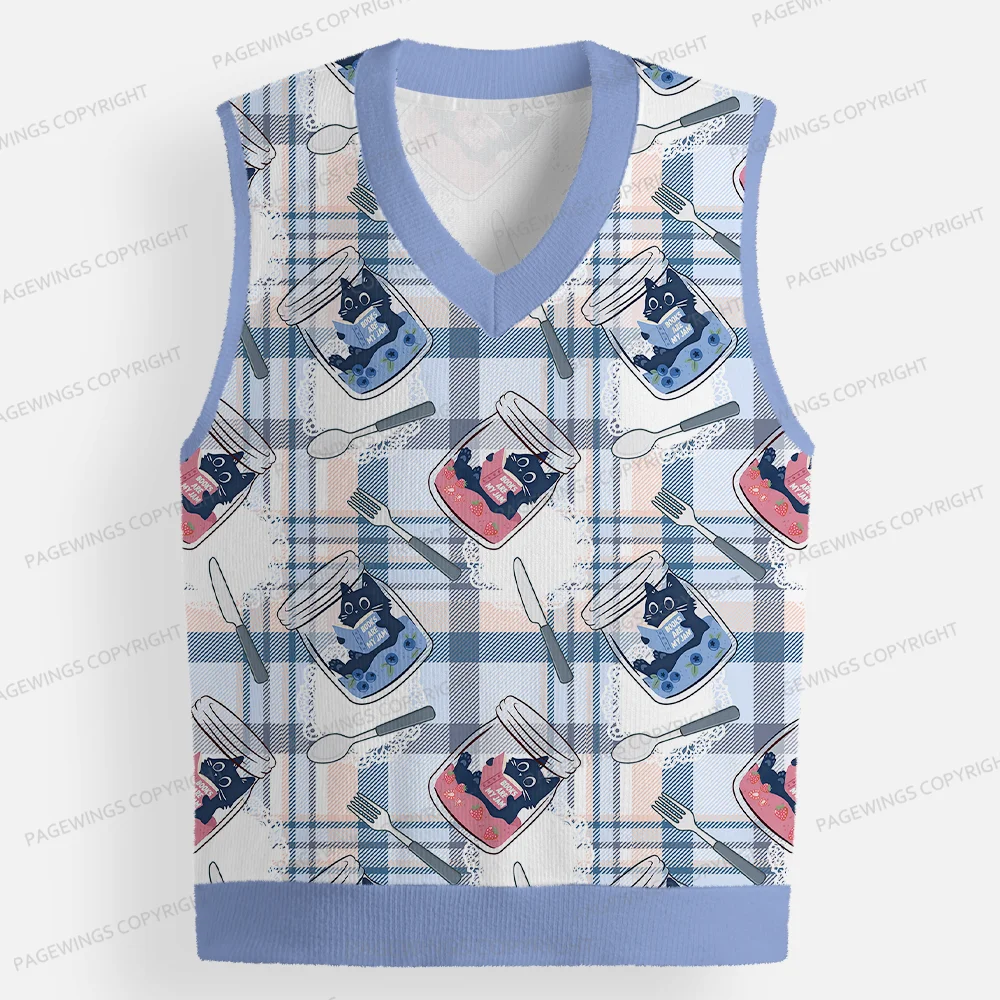 Pagewings Books Are My Jam Unisex V-Neck Ugly Knit Vest