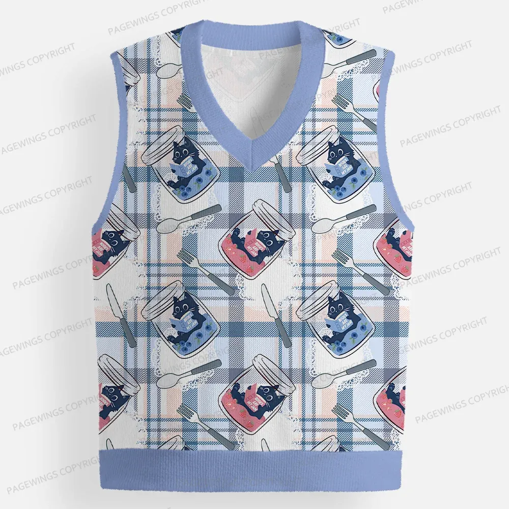 Pagewings Books Are My Jam Unisex V-Neck Ugly Knit Vest