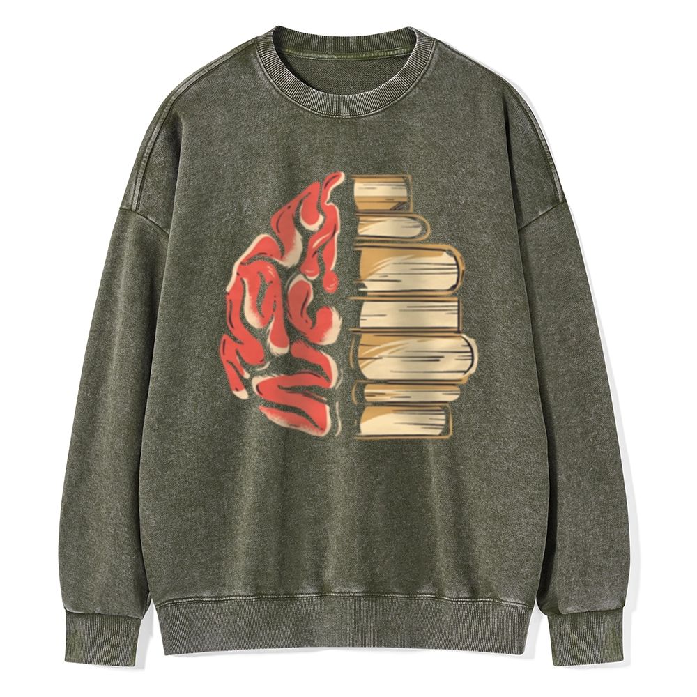 Pagewings  Book is Brain Unisex Washed Sweatshirt