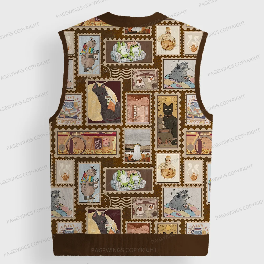 Pagewings Just Animals Who Love Reading Unisex V-Neck Ugly Knit Vest