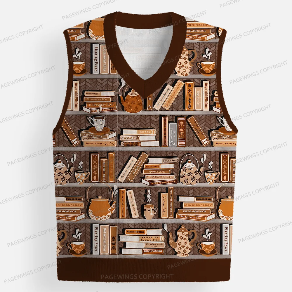 Pagewings Cozy Reading Unisex V-Neck Ugly Knit Vest