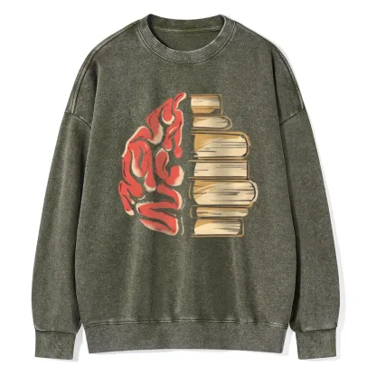 Pagewings  Book is Brain Unisex Washed Sweatshirt