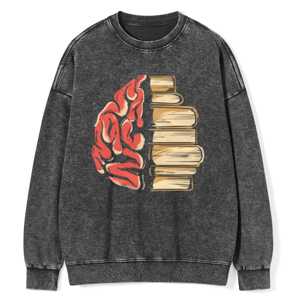 Pagewings  Book is Brain Unisex Washed Sweatshirt