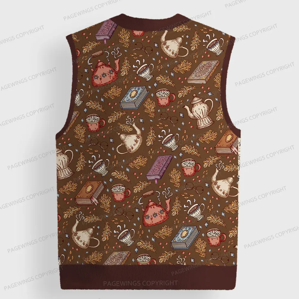 Pagewings Cozy Reading Unisex V-Neck Ugly Knit Vest