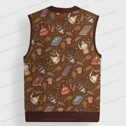Pagewings Cozy Reading Unisex V-Neck Ugly Knit Vest